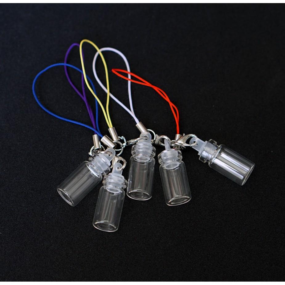 Lọ thủy tinh mini 1ml nút nhựa cho các bạn làm đồ trang trí, móc chìa khóa, đựng thuốc bột