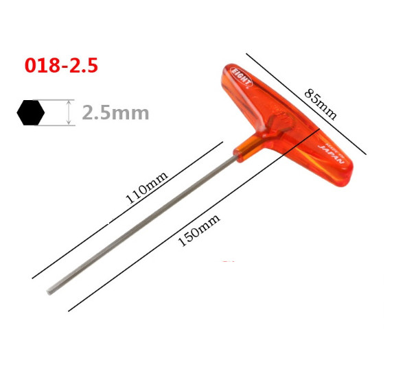 Lục giác chữ T đầu bằng size 2.5mm 018-2.5H Eight Nhật Bản