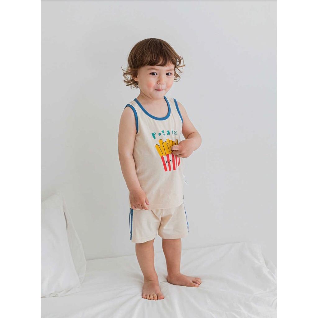 BỘ BA LỖ CAO CẤP BÉ TRAI NỘI ĐỊA HÀN, CHẤT COTTON ORGANIC, MẪU POTATO