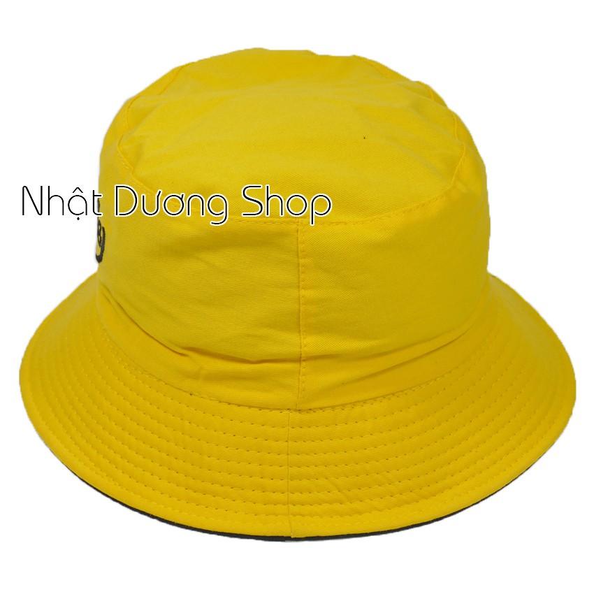 Nón tai bèo mặt cười và smile người lớn vành nhỏ đội 2 mặt - Vàng &amp; đen chất liệu vải Cotton thoáng mát và cá tính