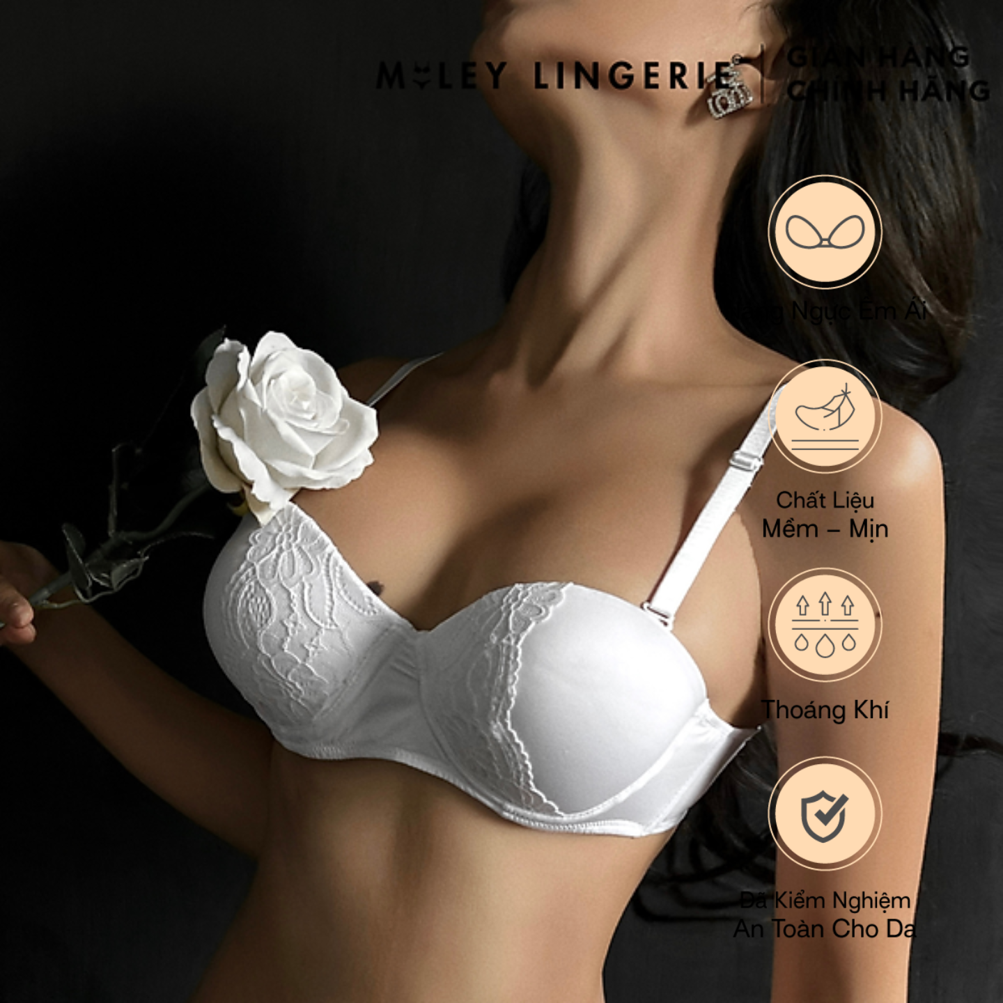 Áo Ngực Cúp Ngang Phối Viền Ren Miley Lingerie BRM02202