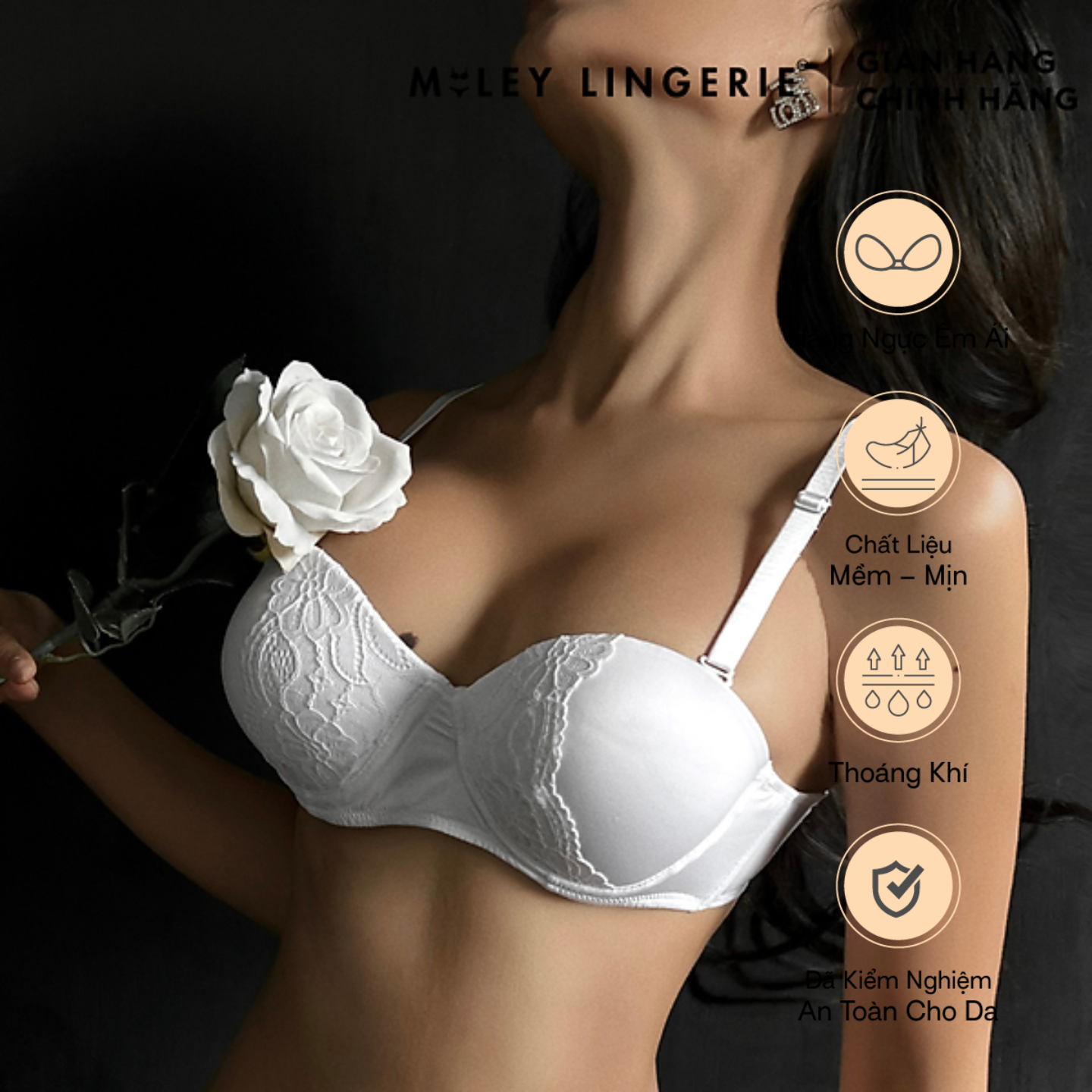 Áo Ngực Cúp Ngang Phối Viền Ren  Miley Lingerie BRM02202