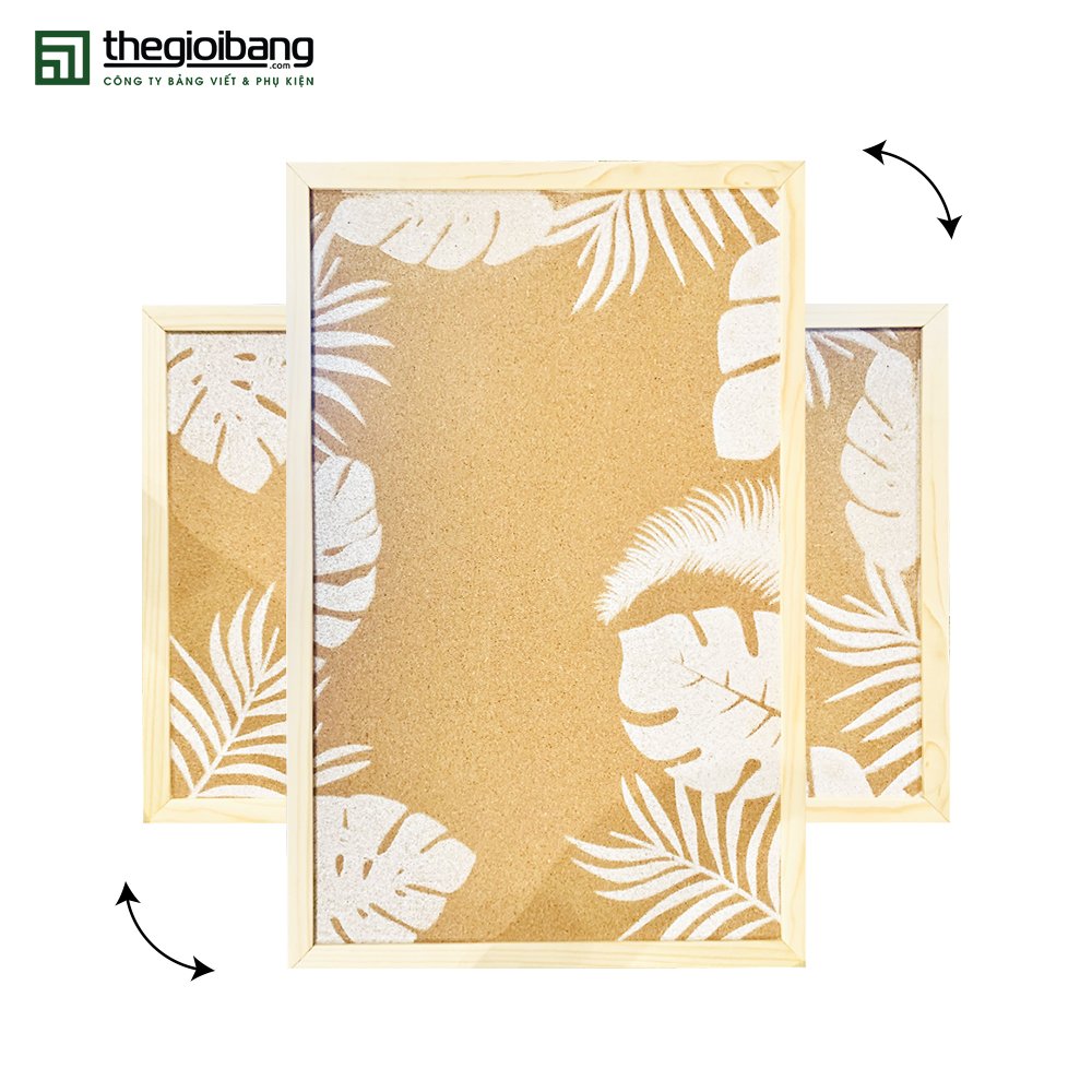 Bảng Ghim Tropical - Bảng Ghim Lie Khung Gỗ In Họa Tiết - Kích Thước 40x60cm, 60x80cm