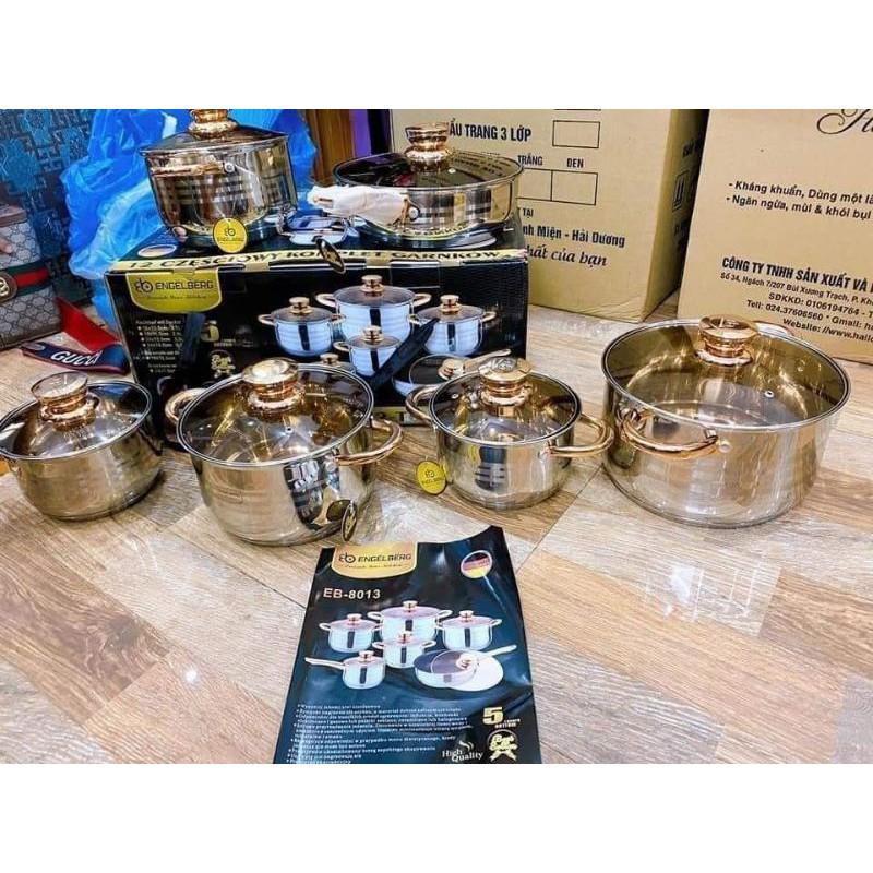 Bộ nồi inox 5 đáy có vung kính cường lực