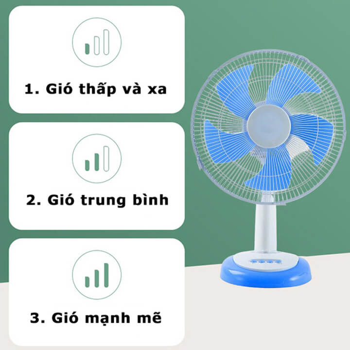 Quạt cây đứng sạc tích điện cao cấp 5 cánh 3 chế độ gió siêu mát, quạt cây để bàn, quạt đứng giá rẻ