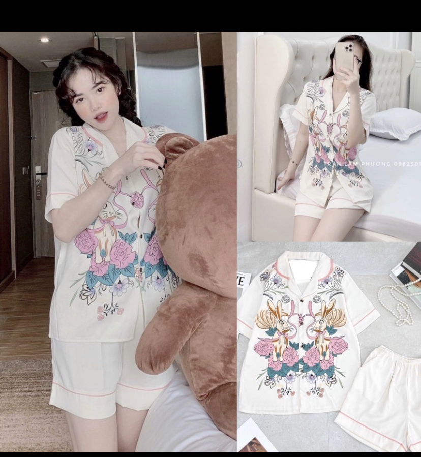 Bộ Lụa Pijama Mặc Nhà Xinh Xắn Mẫu Hot