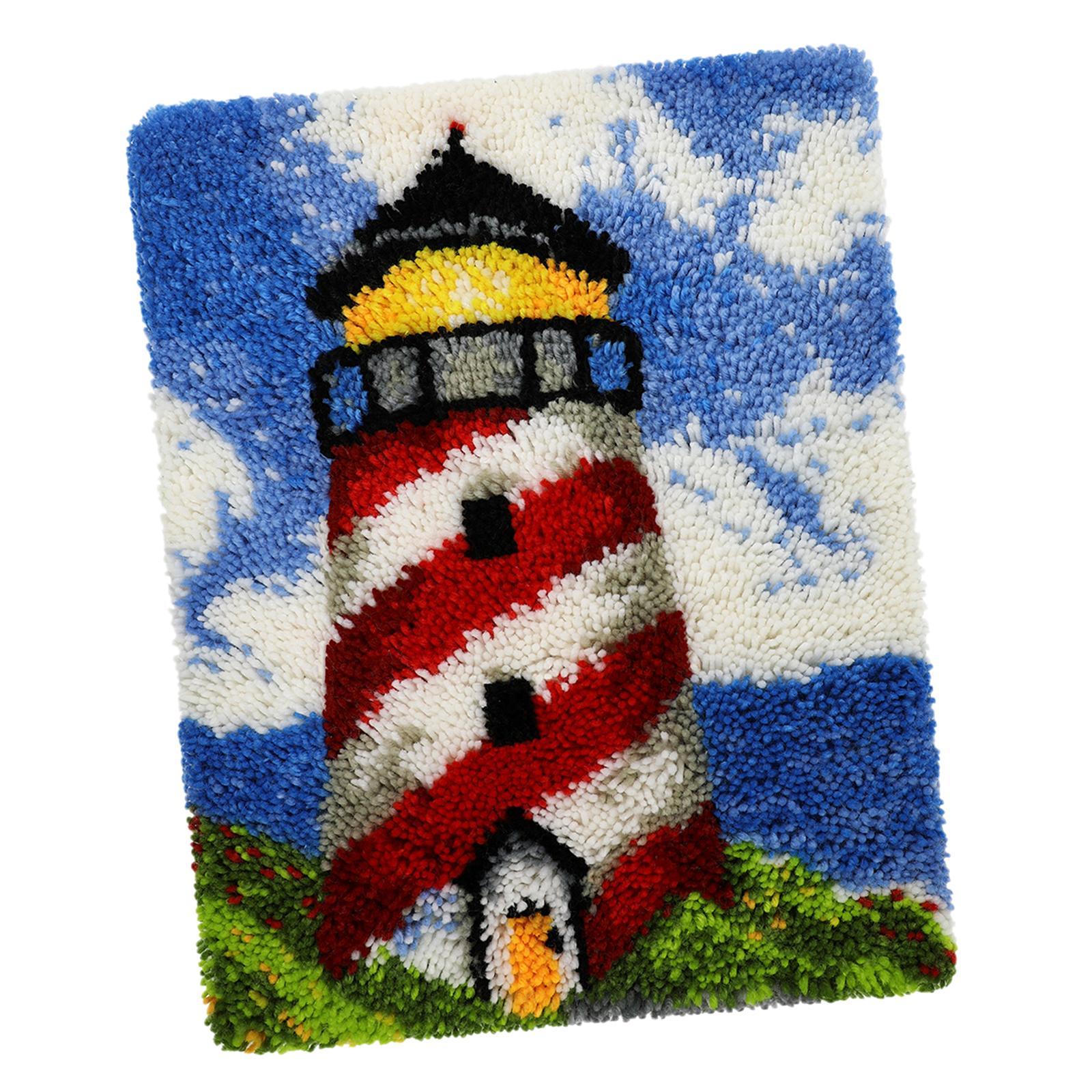 DIY Latch Hook Craft Kit Embroidery Carpet Set Cross Stitch Kit Color Pattern Needlework for Home Decoration Beginners Adults Kids Gift