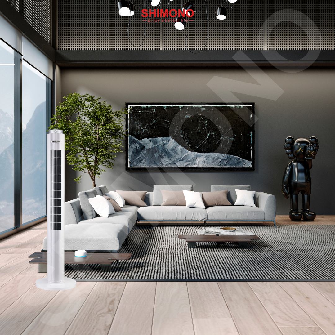 Quạt Tháp SHIMONO SM-TF42FL Màu Vàng Đồng Cao Cấp Có thể Nghiêng 10 độ Vận Hành Êm Ái BH 12 Tháng  Hàng Chính Hãng