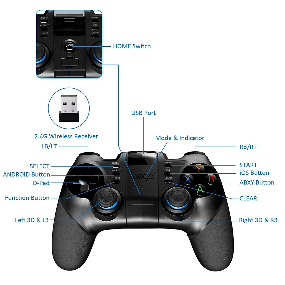 Tay Cầm Chơi Game Không Dây Bluetooth Ipega PG-9156 cho điện thoại di động Adroid - Hàng nhập khẩu