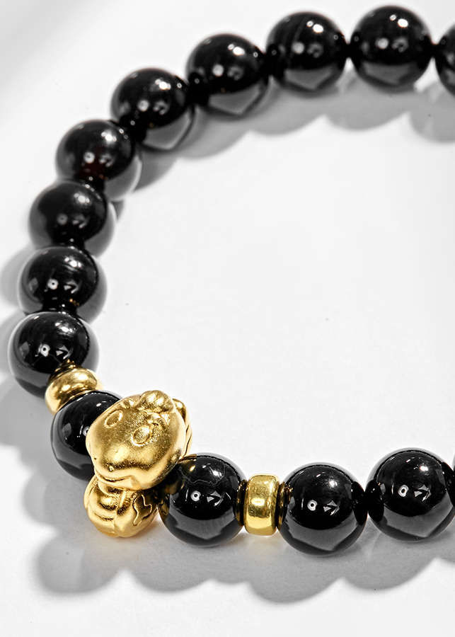 Vòng Tay Đá Thiên Thạch Charm Tuổi Tỵ Bạc Mạ Vàng 24K Ngọc Quý Gemstones