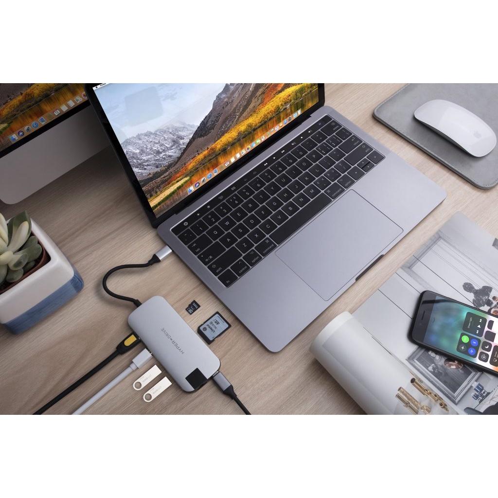 [HÀNG CHÍNH HÃNG] Cổng chuyển đổi dành cho MacBook, PC &amp; Devices Hyperdrive SLIM USB-C Multi xuất ra 8 cổng