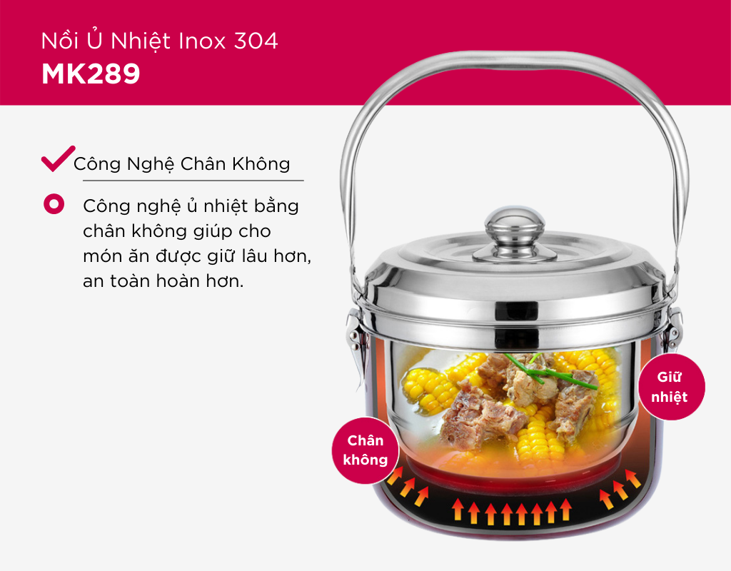 Nồi ủ nhiệt inox 304 Mishio MK289 - Hàng chính hãng