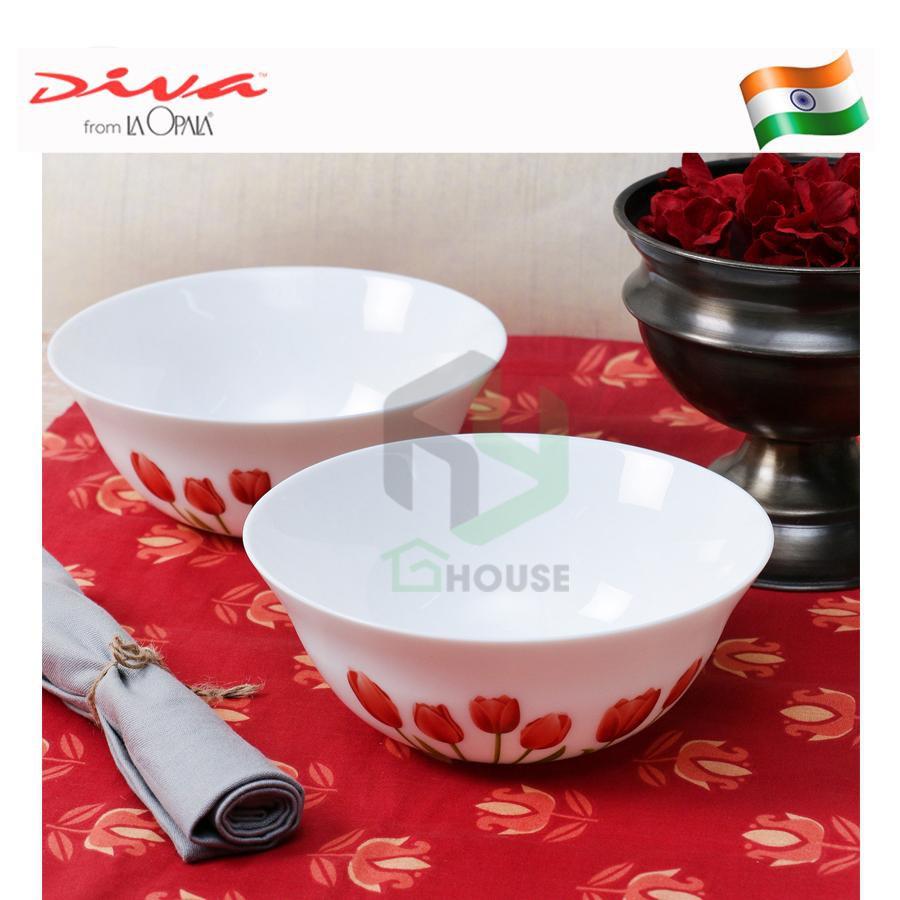 Bộ 2 tô thủy tinh lớn chịu nhiệt TULIP - Diva Opalla - Bormioli Rocco - Hàng Chính Hãng