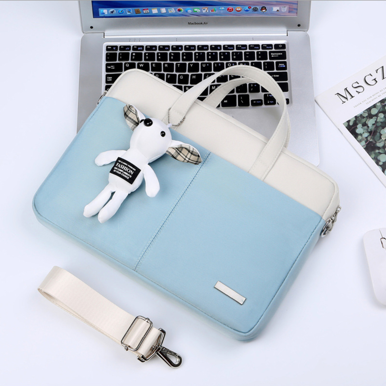 Túi chống sốc dành cho laptop macbook kèm gấu bông siêu cute đáng yêu