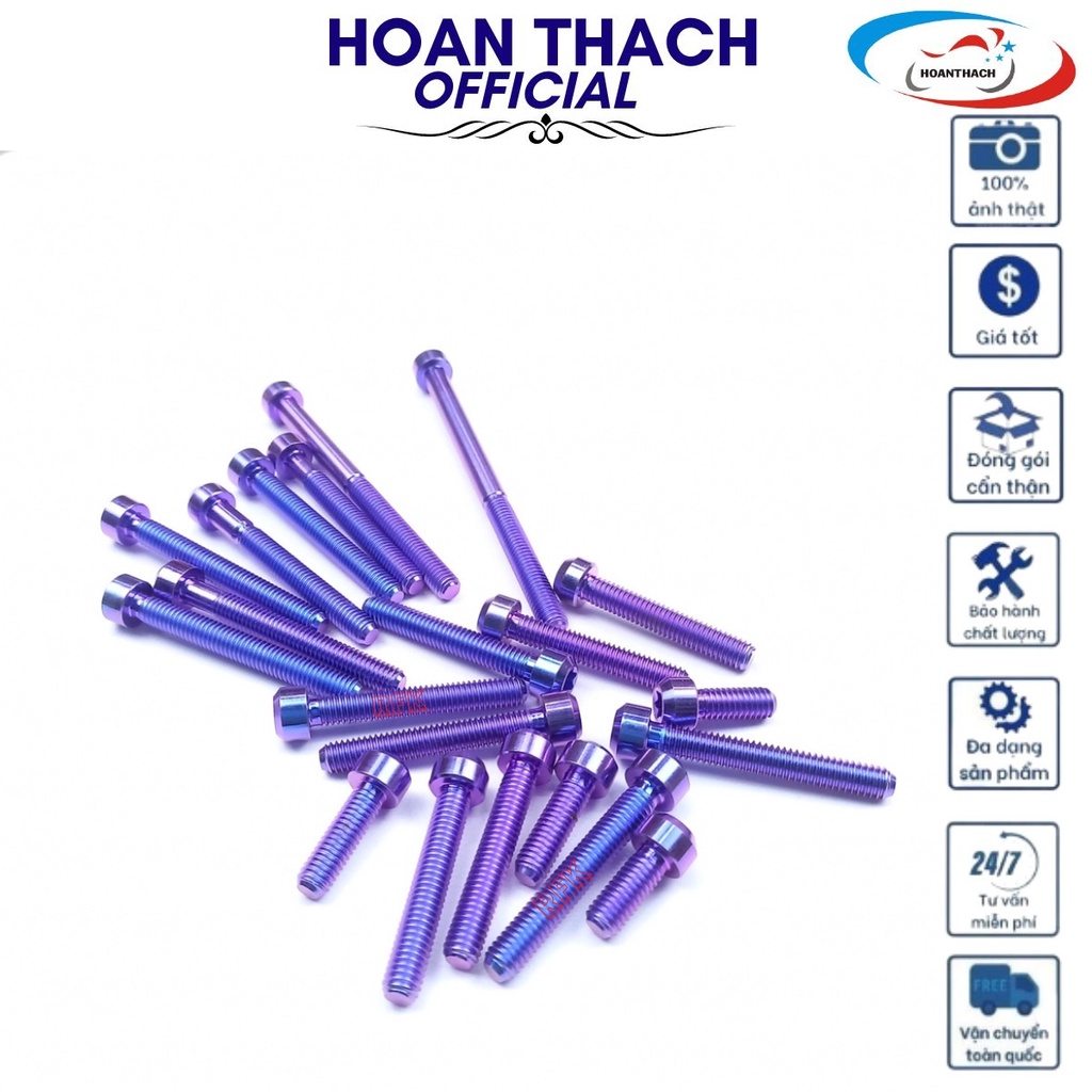 Bộ Ốc Titan Gr5 Đầu Trụ Xanh Tím Gắn 2 Bên Lốc Máy Xe Exciter 150 ( 21 Con ) HOANTHACH SP000311