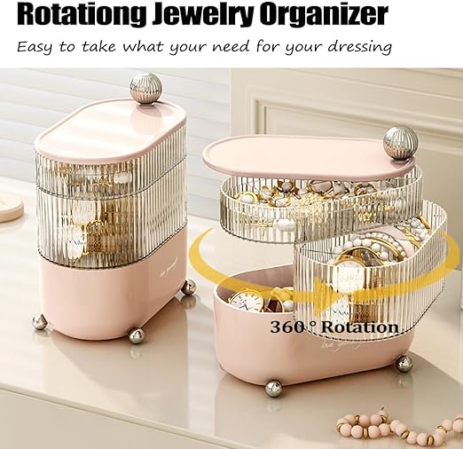Hộp Đựng Trang Sức, Phụ Kiện 3 Tầng Xoay 360 Độ - Siêu Đẹp, Chắc Chắn, Thời Trang, Tiện Dụng
