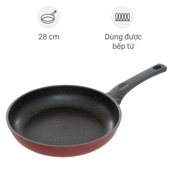 Chảo chống dính 5 lớp đáy bằng inox 304 size 28cm vân tổ ong dùng được cho tất cả loại bếp