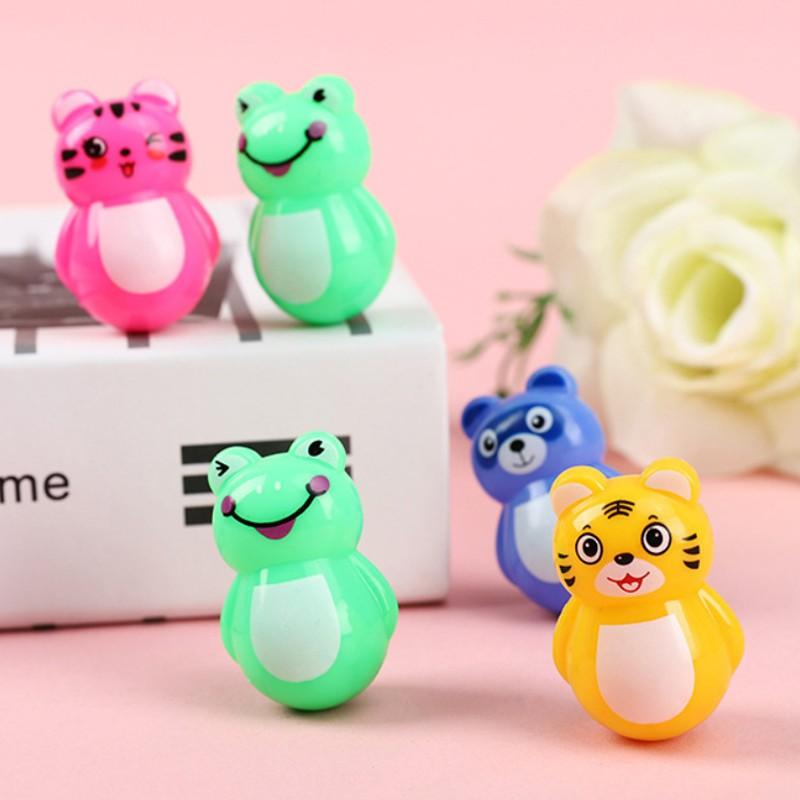 Bộ 24 con Lật Đật mini bằng nhựa cao 4cm hình mèo,gấu, hổ, ếch làm đồ chơi cho bé phát triển trí não toàn diện