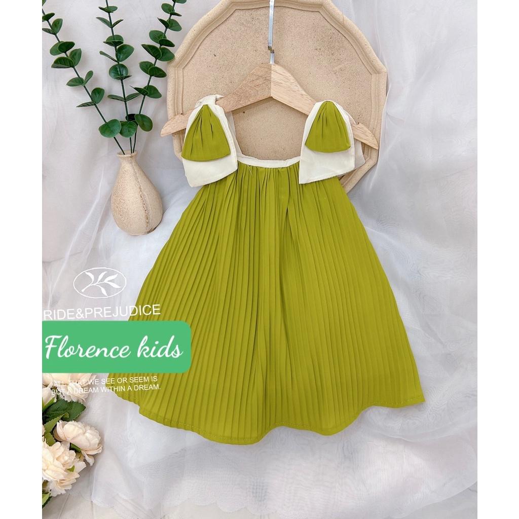 Đầm babydoll đính nơ vai cho bé gái thật đáng yêu từ 15-40kg chất voan chifon dập ly sịn sò
