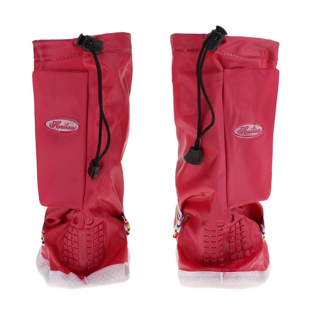 Waterproof Thick Anti-Slip Reusable Rain Shoe Covers Boots High-Knee Overshoes for Women Men Cycling Motorcycling Hiking Camping