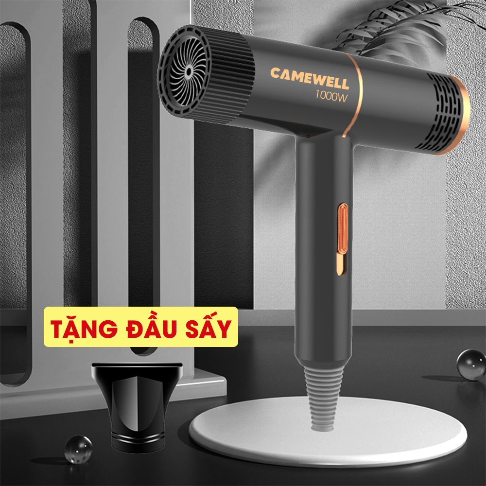Máy sấy tóc mini CameWell chính hãng, máy sấy tóc công suất lớn 1000W tạo kiểu tóc chuyên nghiệp 2 chiều nóng lạnh CW01HD