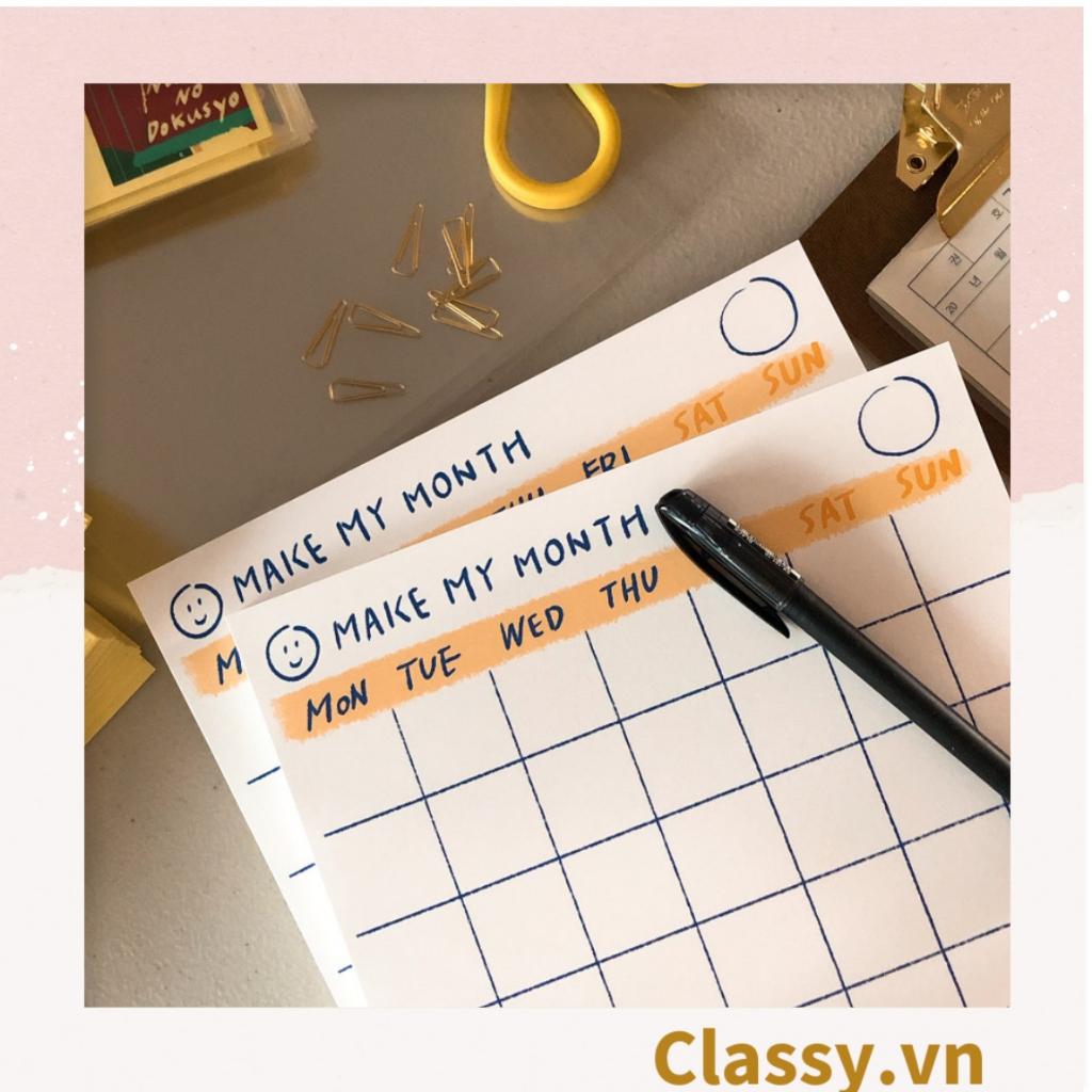 DAILY PLANNNER  Classy lên kế hoạch trong tuần, hàng ngày lên lịch trình, ghi chú ngày lễ quan trọng PK1327