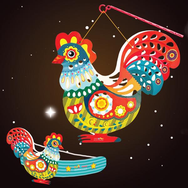 Lồng Đèn Sáng Tạo - Ánh Sáng Đêm Trăng - Hình Gà - Happy Kibu KB00324-002