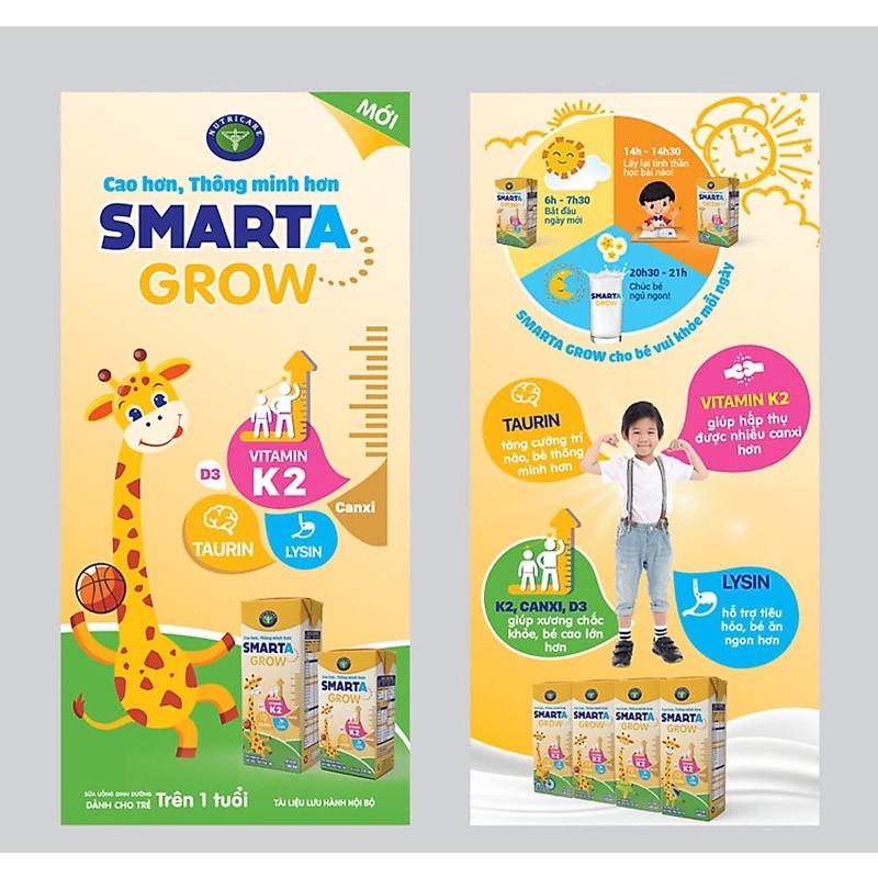 Sữa nước Smarta Grow 180ml - cho trẻ thấp còi (48 hộp x 180ml)