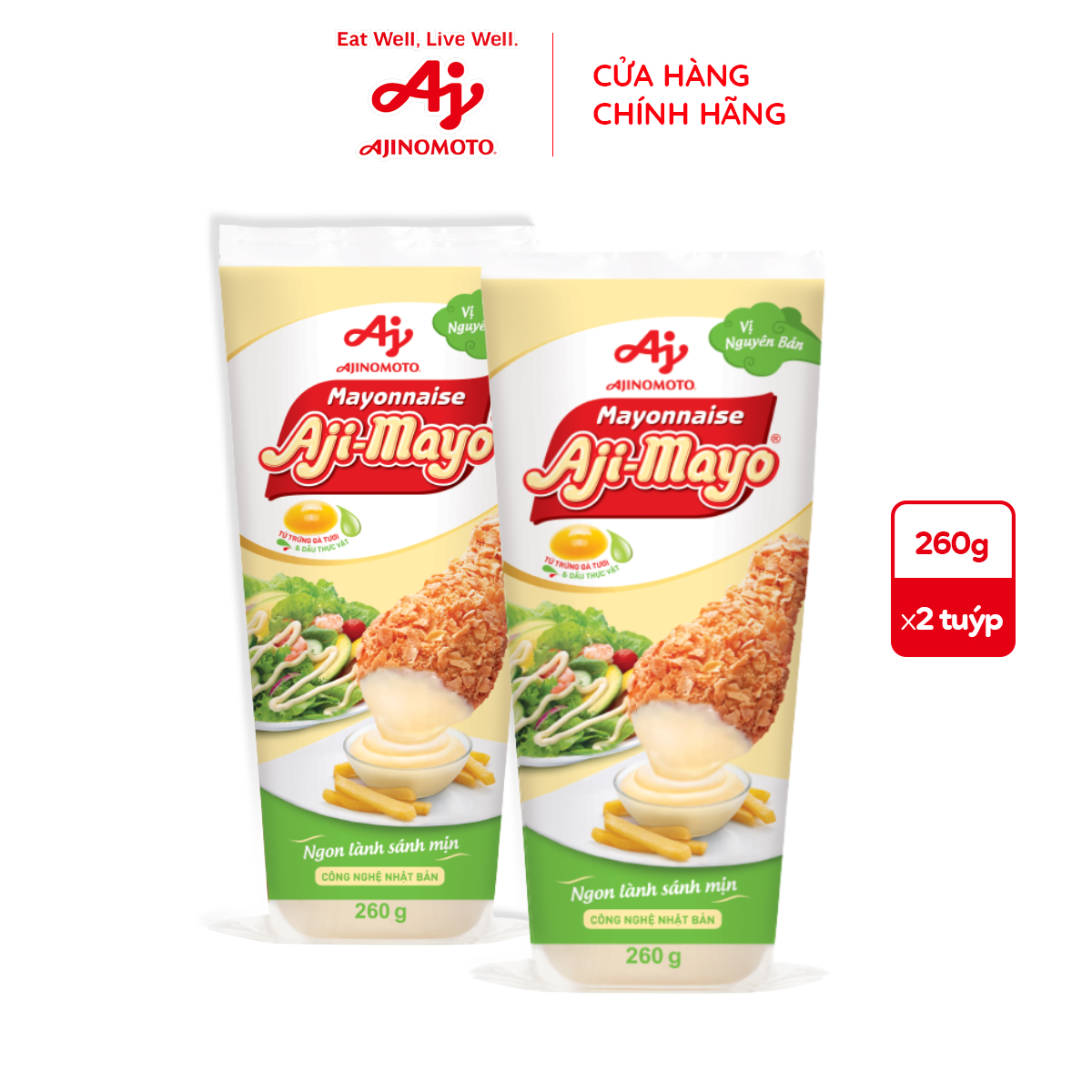 Combo 2 Tuýp Xốt Mayonnaise Aji-mayo® Vị Nguyên Bản 260g/Tuýp