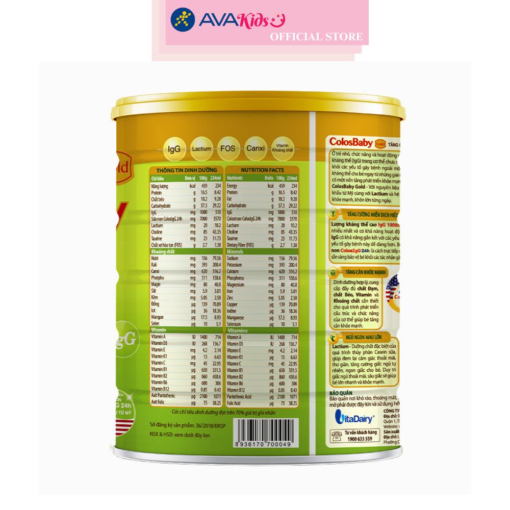 Sữa bột ColosBaby Gold 1+ (sữa non) hương vani 800g (1 - 2 tuổi) - Hàng chính hãng