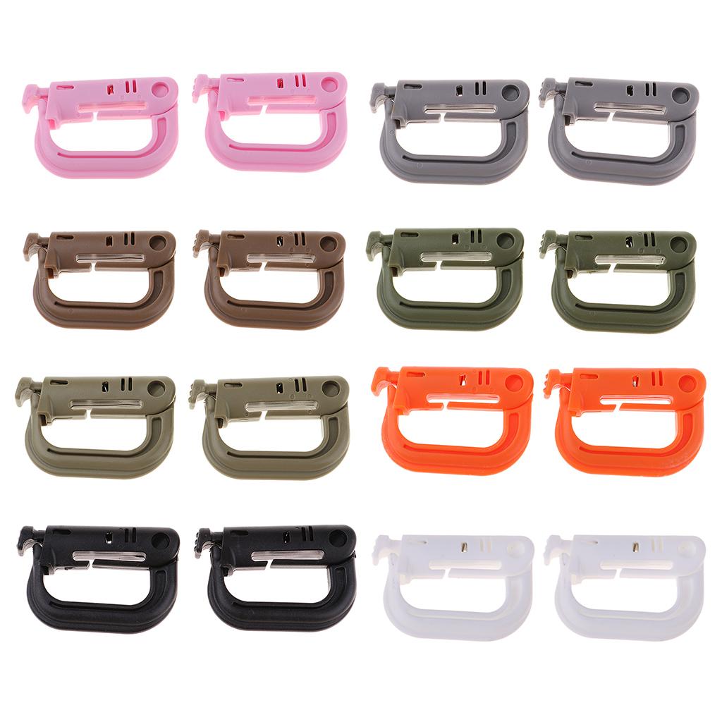 10pcs D- Locking webbing buckle carabiner Climbing hook White