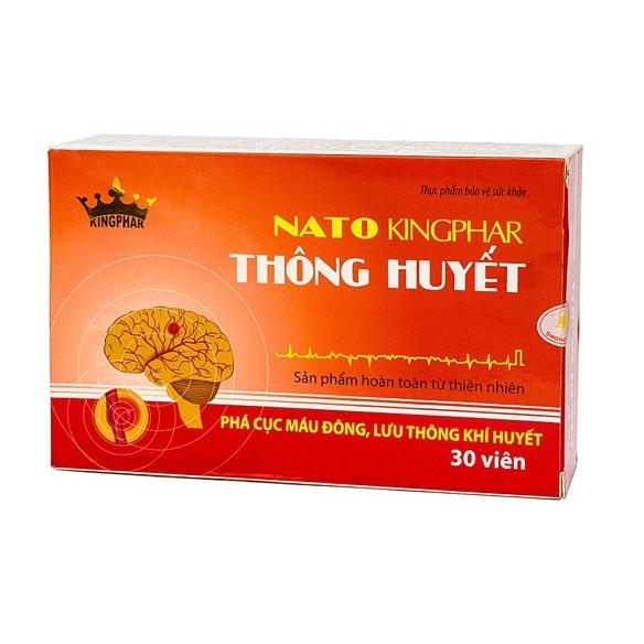 Viên uống Nato thông huyết Kingphar, hộp 30v, tăng cường tuần hoàn, phá cục máu đông 