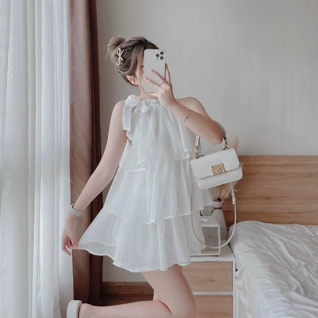 Set áo cổ yếm bèo 3 tầng và quần ngắn