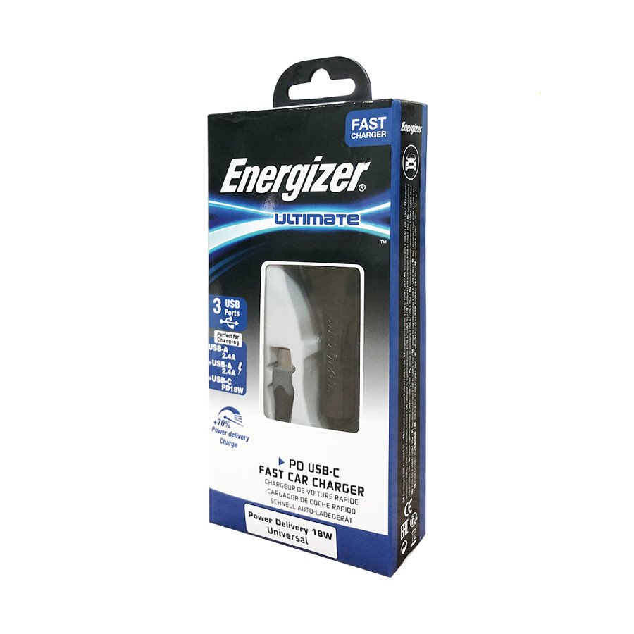 Sạc Ô tô Energizer DC21PGUCC3 - 3 cổng, USB-C PD