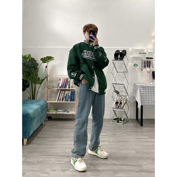 Áo khoác bomber dù xanh trendy-ảnh thật tại shop