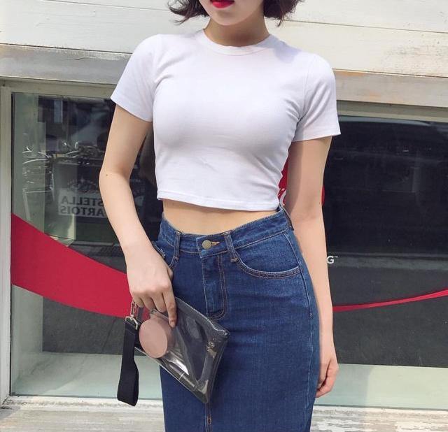 Áo thun nữ croptop cổ tròn nhiều màu siêu xinh