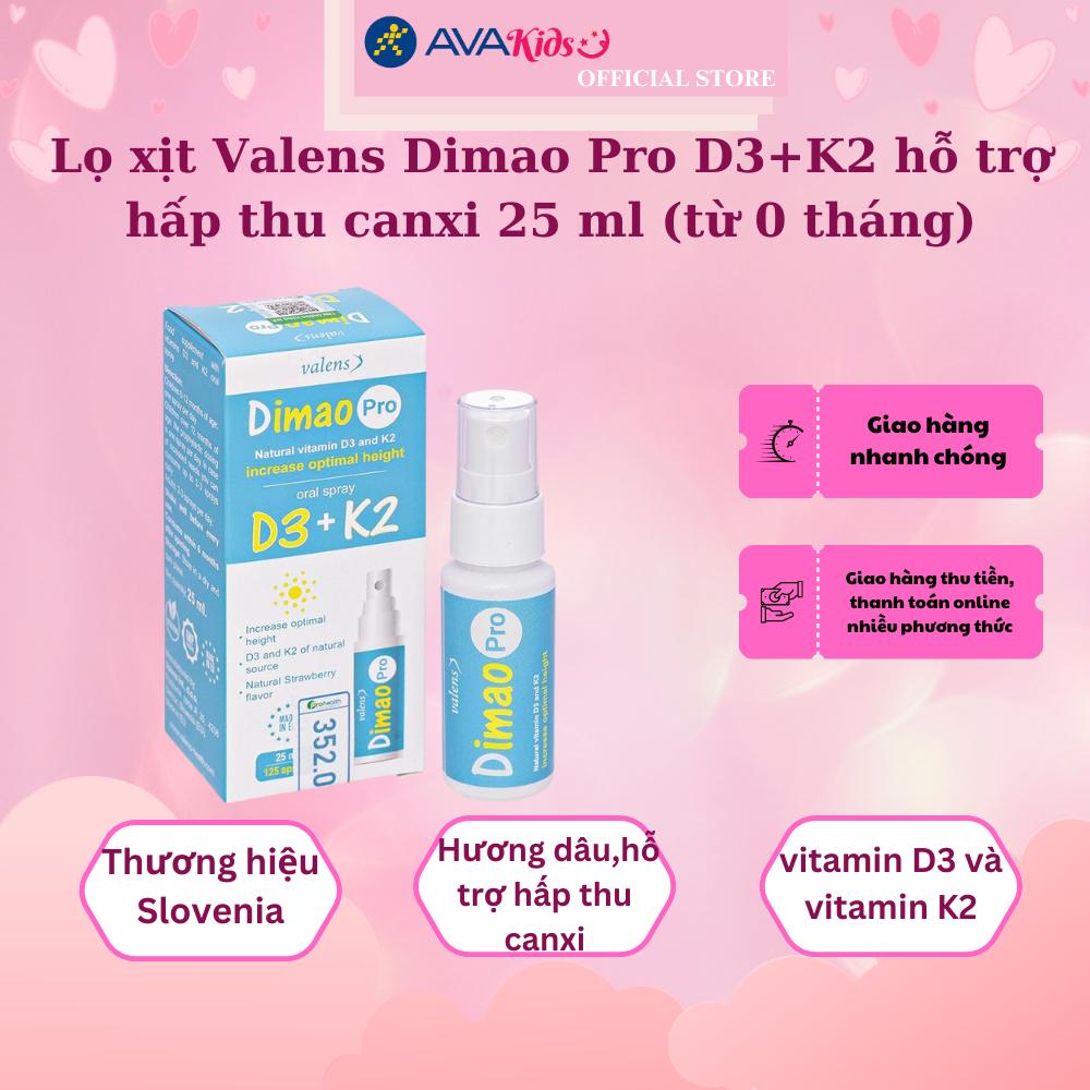 Lọ xịt Valens Dimao Pro D3+K2 hỗ trợ hấp thu canxi 25 ml (từ 0 tháng)