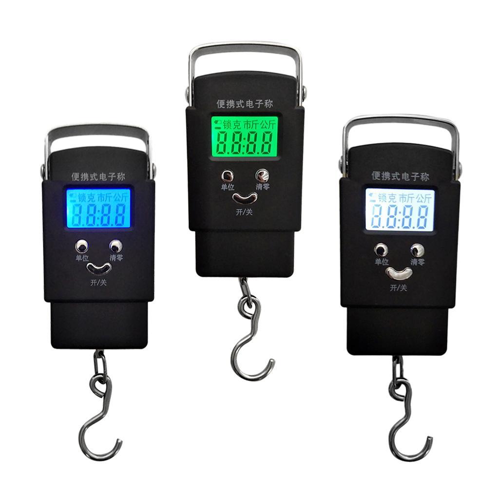 110lb/50kg LCD Display Electronic Balance Digital Fishing Luggage Weight Hanging Hook Scale, 2 AAA Batteries Included
