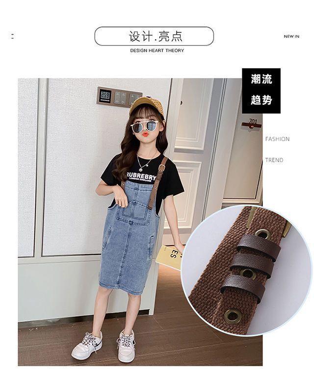 DONGSHOP 2023 Mùa xuân và mùa thu tây phiên bản Hàn Quốc của cô gái váy trẻ em denim dây đeo váy vest đầm bé