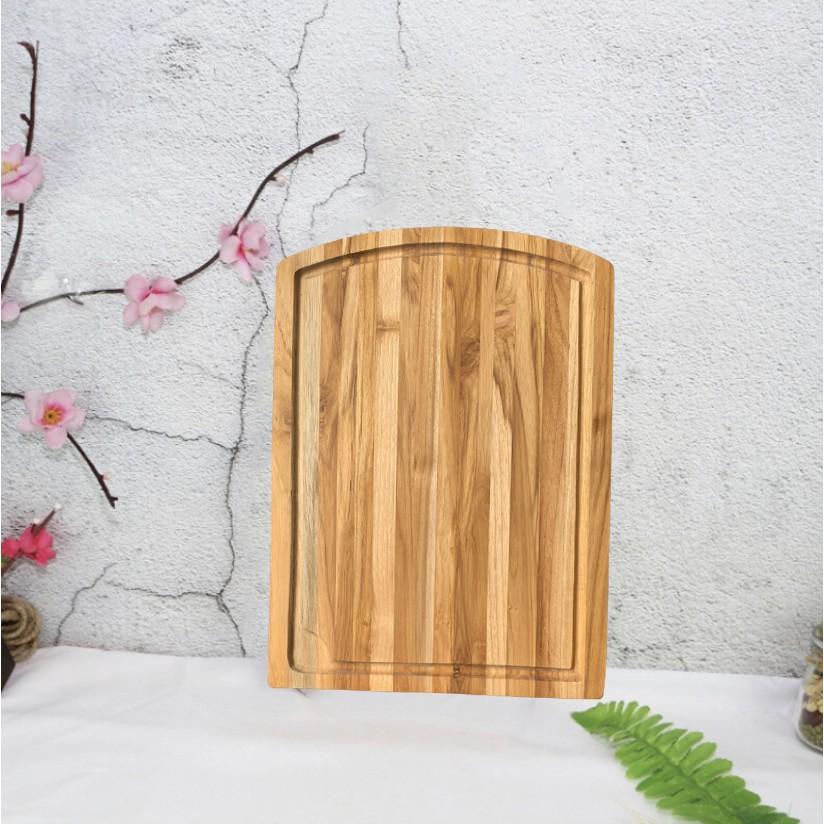 Thớt gỗ teak hình chữ nhật có rãnh có lỗ 38 x 27 CM