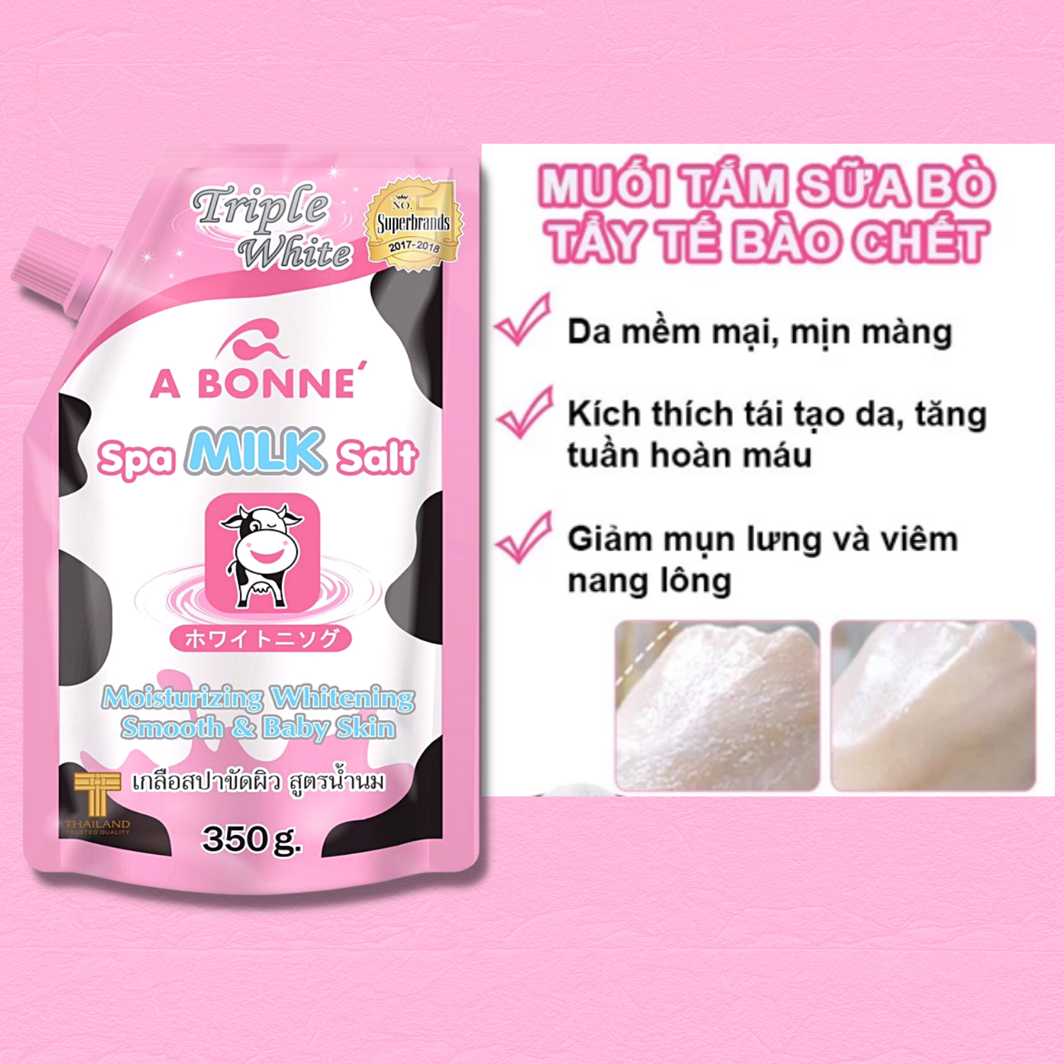 Muối Tắm Sữa Bò A Bonne Tẩy Tế Bào Da Chết Body Thái Lan 350gr