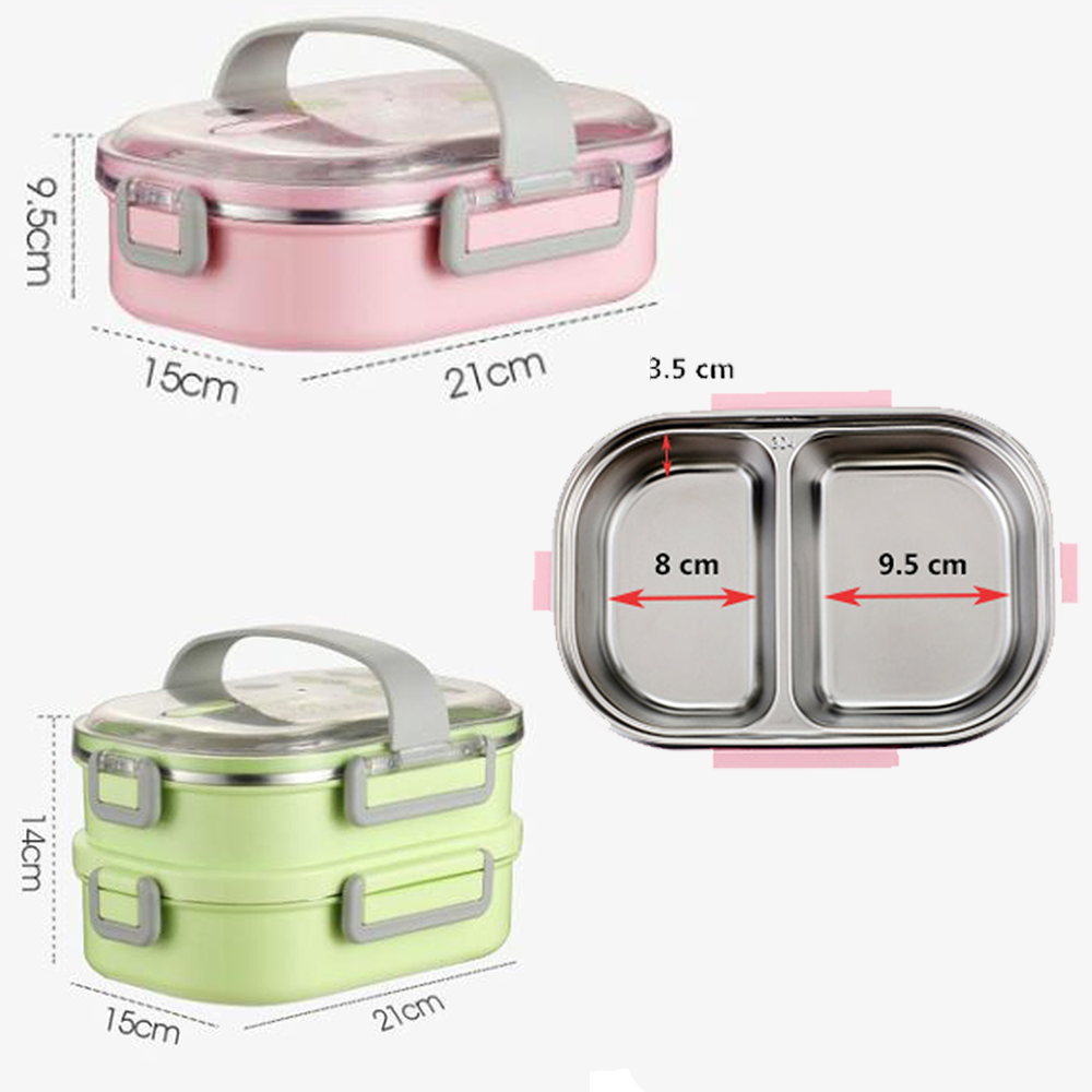 Hộp Cơm Giữ Nhiệt 2 Tầng Thiết Kế Chống Tràn Tuyệt Đối Lõi Inox SUS304 Đảm Bảo An Toàn HC02