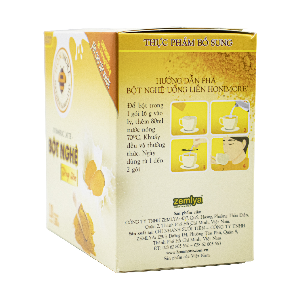 Bột nghệ uống liền 160g Honimore 3 trong 1 - 10 gói Thơm ngon, dễ uống