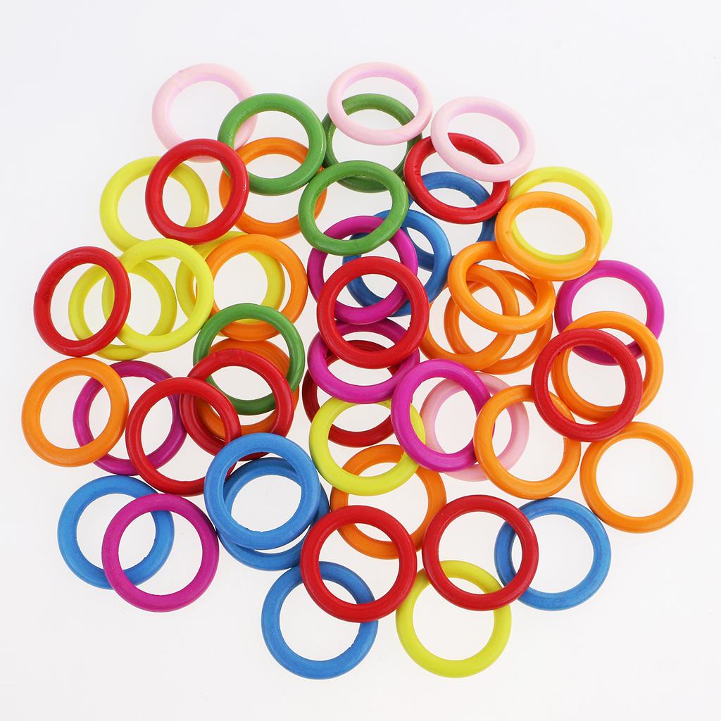 50pcs Colorful Wood Loop Rings for Pendant Connectors Jewelry Making Craft