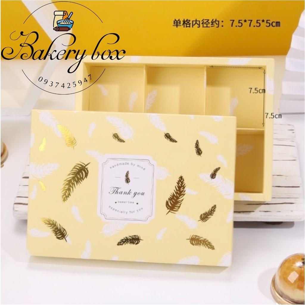 10 Set | Hộp Túi Giấy 6 Bánh Trung Thu Lá Ánh Vàng 80gr - 125gr (Mẫu Mới 2022)