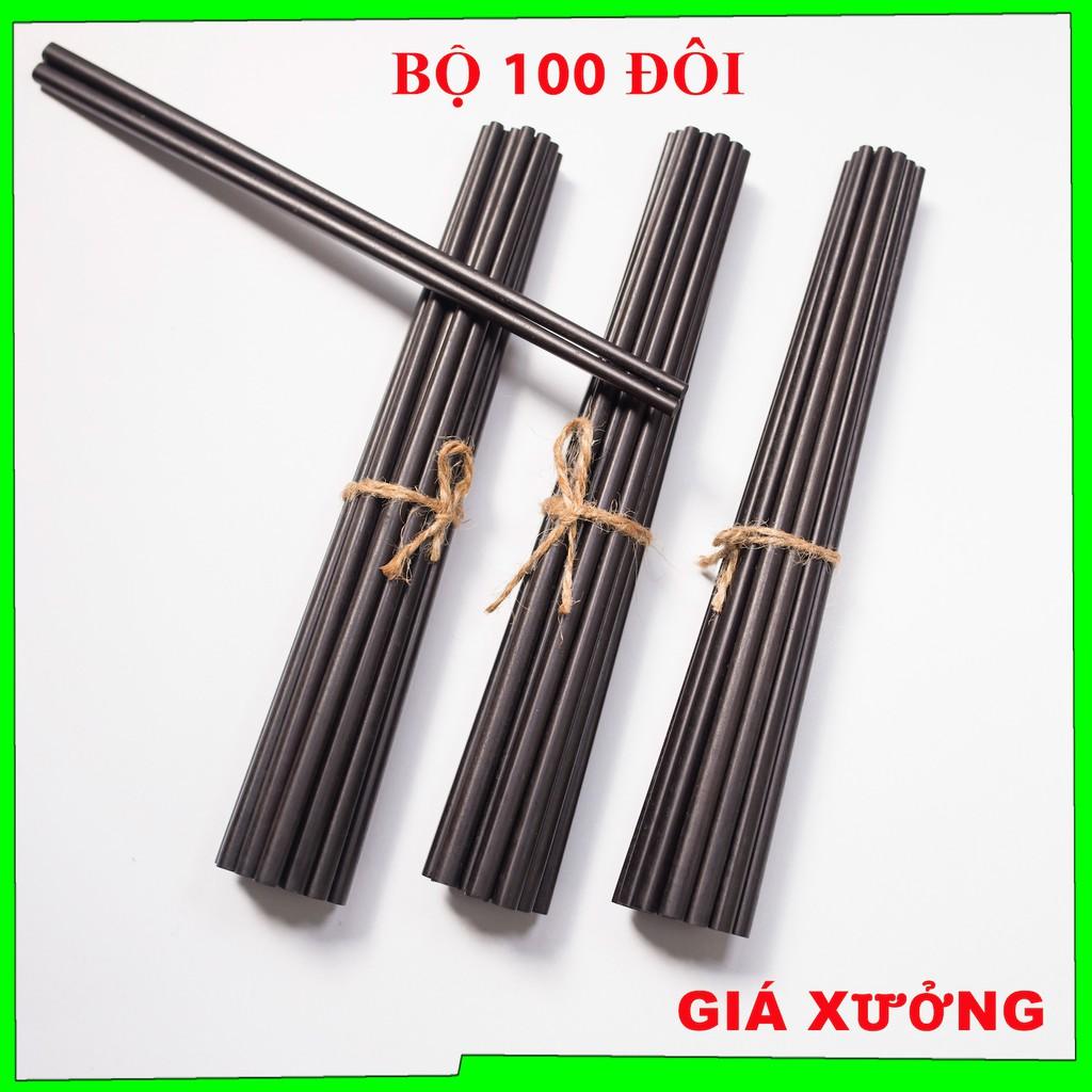 Bộ 100 đôi đũa ăn cơm gỗ cao cấp đũa gỗ đen CHIU LIU, đũa đẹp tự nhiên không hoá chất