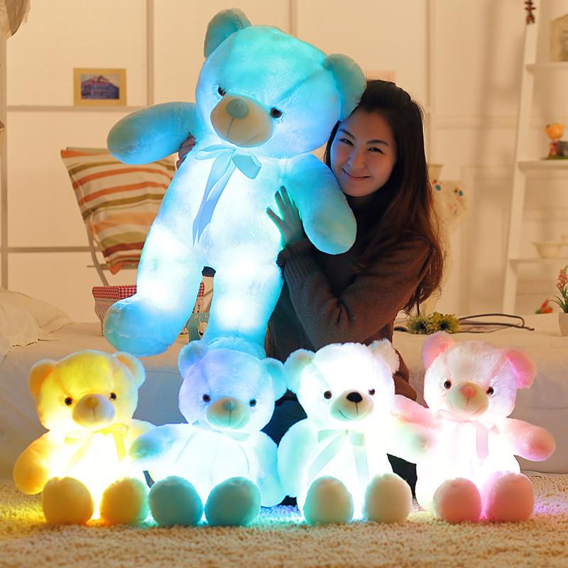 30/50CM Dạ Quang Phát Sáng Đèn LED Sang Trọng Con Thú Nhồi Bông Mềm Gấu Bông Phát Sáng Neon Đồ Chơi Gối Búp Bê Bé Gái trẻ Em Quà Tặng Sinh Nhật Giáng Sinh