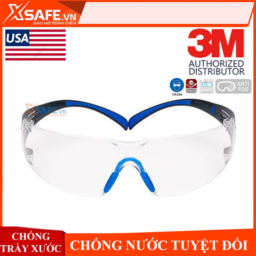 Kính bảo hộ 3M SF401SGAF kính chống bụi, chống hơi nước trầy xước vượt trội, ngăn chặn tia UV, mắt kính lao động, xe máy