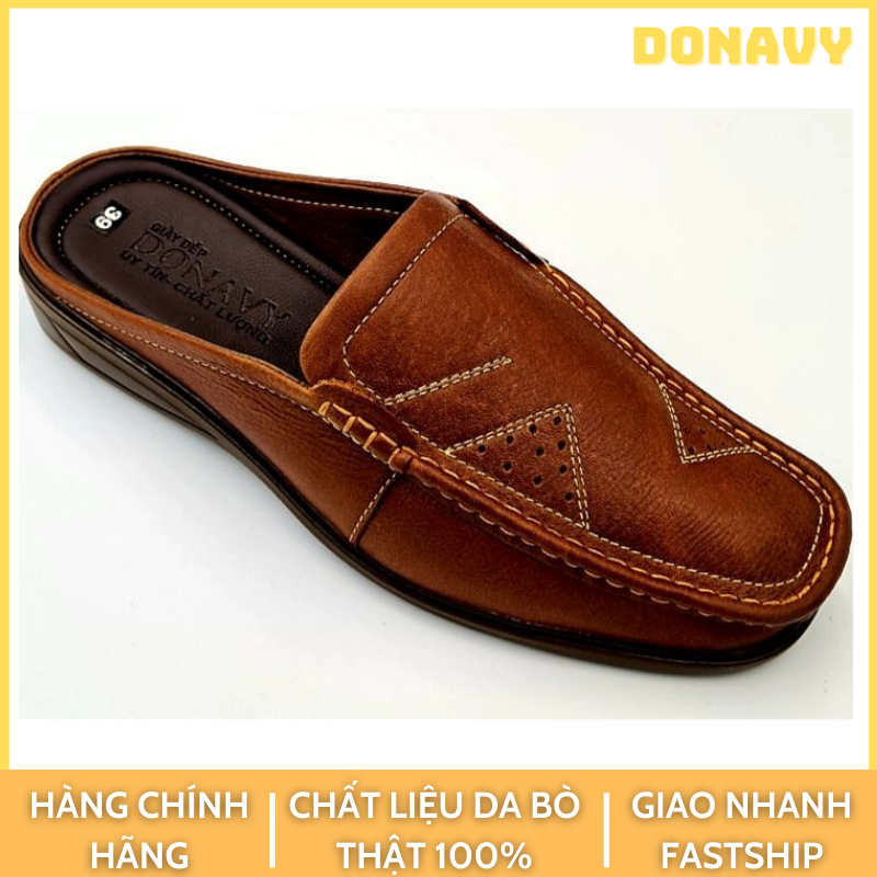 Giày lười nam da bò thật 100% DONAVY thiết kế 02 tam giác bắt mắt thời trang DOGLTG