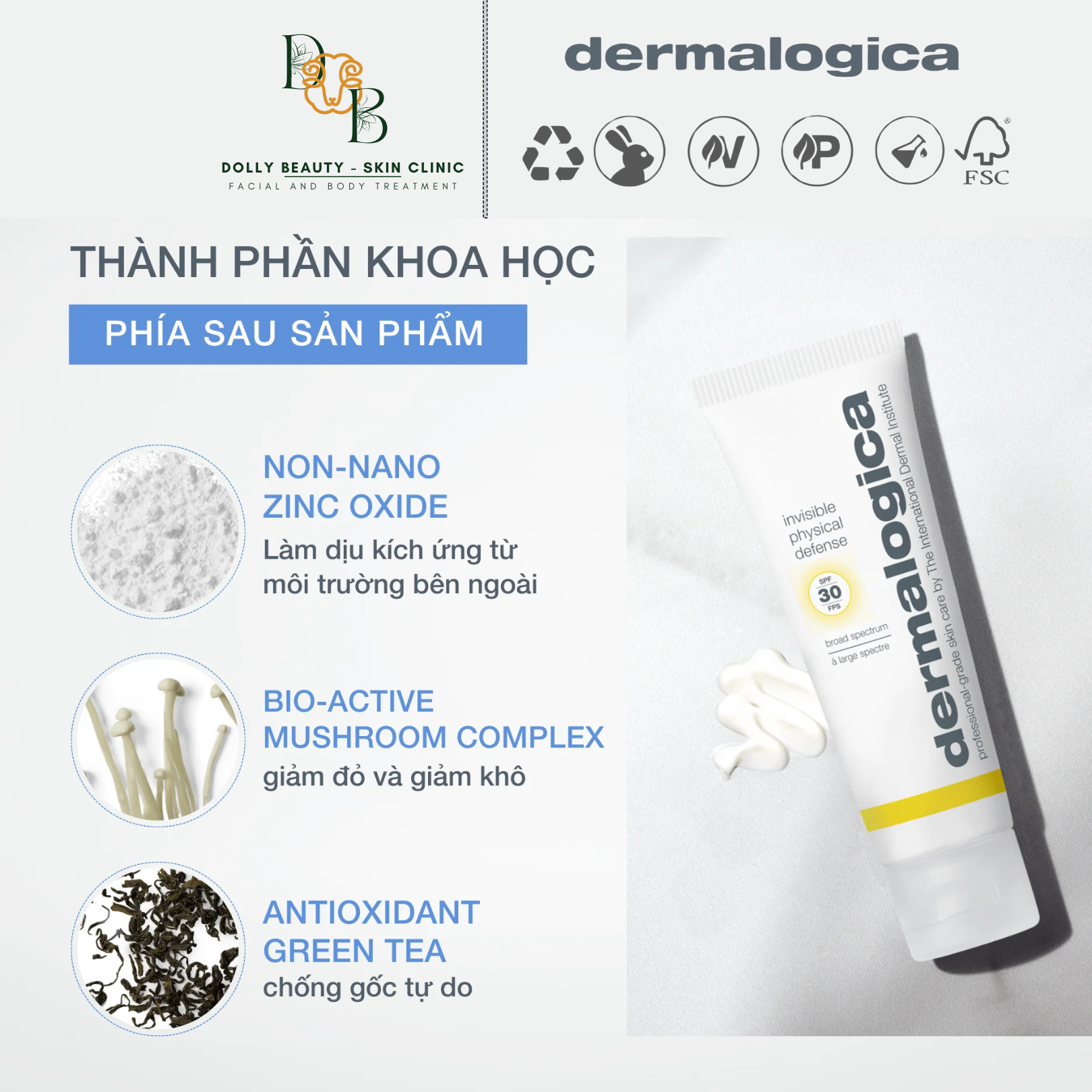 Kem chống nắng vật lý INVISIBLE PHYSICAL DEFENSE 50ml phù hợp với mọi loại da của Dermalogica - Dolly Beauty